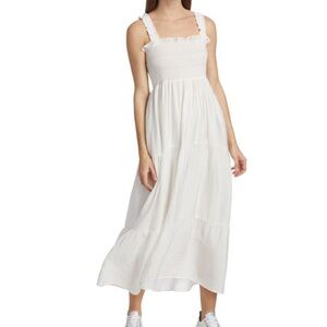 GESTUZ Lazziagz Long Smocked Tiered Fairy Feminine Ruffle Midi Dress Sz 40